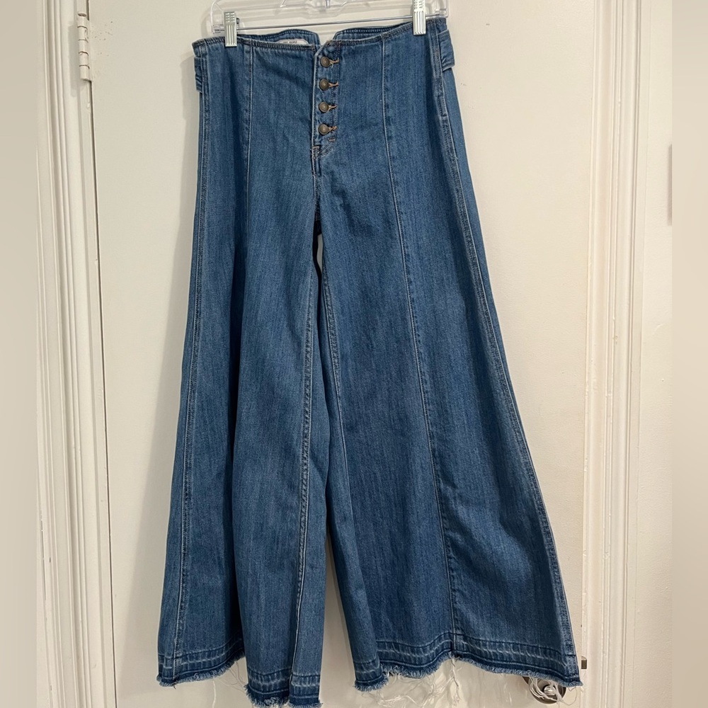Free People Blue Flare & Wide Leg Jeans - Picture 2 of 10